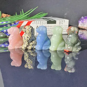 Vente en gros de quartz sculpté pierre d'énergie naturelle sculptures faites à la main petits animaux mixtes ours chiens éléphants pierre de grotte pour cadeaux