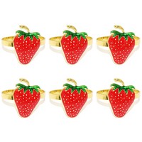 Nouveaux Anneaux de Serviette en Alliage Thème Fruits (Fraise, Citron) Style Pastoral pour Mariages, Banquets et Hôtels