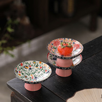 Chinese stijl porseleinen ronde handgeschilderde fruitschaal dessert schaal vintage huis gedroogd fruit snack schaal thee-bereidings schaal nieuw