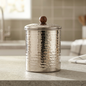 Handcrafted Metal Food Container <b>Round</b> With Lid Minimalist Design Keep Fresh 1 Layer ≤5kg Storage <b>Box</b> - Product Image 1
