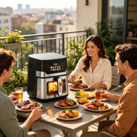 Freidora de Aire Digital Anbolife de 6L con Botón de Menú, Ventana Visible, Revestimiento Antiadherente, Libre de BPA, 10 Menús Preestablecidos, Menús Rápidos, Fabricación OEM