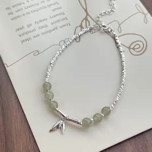 S925 Sterling Silver Bamboo Joint Hetian Jade Bracelet Female New Chinese Style Small Pieces of Silver Bracelet