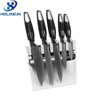 Ensemble de couteaux de chef en acier inoxydable de qualité alimentaire Royal Line avec logo personnalisé, 6 pièces, avec manche coloré doux pour une utilisation en cuisine