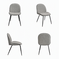 Chaise de salle à manger en tissu DM Wholesale avec assise rembourrée, dossier incurvé et structure métallique pour café, hôtel, restaurant