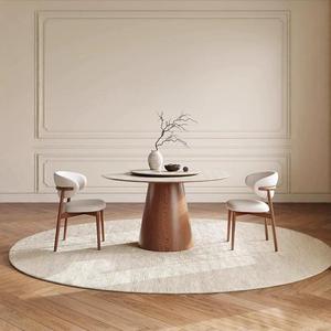 Juego de Mesa y Sillas de Comedor Redondas de Estilo Travertino Moderno con Patas de Madera Maciza Color <span class=keywords><strong>Nogal</strong></span>, Muebles para el Hogar de 8 Plazas - Product Image 3