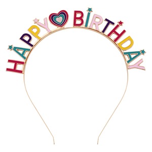 Diadema y Tiara de Corazón Esmaltado de Feliz Cumpleaños para Fiesta - Accesorio de Pelo Colorido - Product Image 2