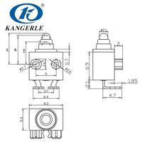 Micro-interrupteur étanche en plastique KW1-1C-5E, 2 broches, T105 5E4, IP67, 12VDC, 0.1A, Vente Chaude