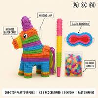 Mexikanisches Papier-Piñata-Set 4-teilig Esel-Stab Augenbinde Konfetti Partyzubehör für Geburtstag Erntedankfest Fiesta Bunt