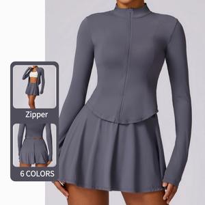 ชุดเล่นเทนนิส2ชิ้นชุดออกกำลังกายแขนยาวมีซิปสำหรับใส่เล่นเทนนิสชุดเล่นยิมฟิตเนส - Product Image 2