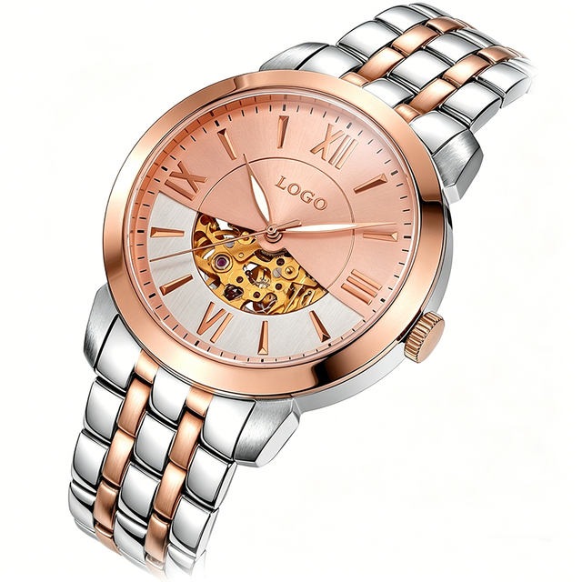 Luxury Men's Sport Automatic Mechanical Watch Fashion Skeleton Dial Luminous Hands Mineral Glass Stainless Steel Case Band