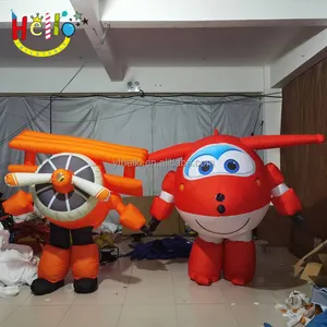 Disfraz de dibujos animados inflable de alta calidad, disfraz de avión inflable rojo y naranja