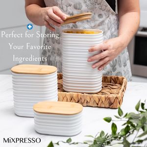 Classic Design 3PCs Kitchen Accessories White <b>Bamboo</b> Lids Plastic Food Storage Box for Spice Rice Cereal Use - Product Image 3