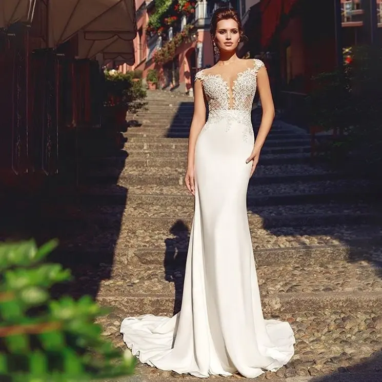 Classical Sexy Girl Party Gorgeous Trumpet Wedding Dress