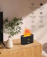 Humidificateur à ultrasons 900 mAh à brume froide, diffuseur d'arômes intelligent sans eau 160 ml, diffuseur de flamme pour huiles essentielles 7 couleurs