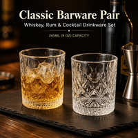 Verre à whisky vintage de 265 ml avec motif diamant en relief, verre à base lourde de style old fashioned pour bourbon et cocktails, logo personnalisé acceptable