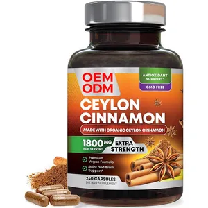 240 Capsules Pure Cinnamon Capsules Organic Ceylon Cinnamon Pills Powder Supplement Vegan True Cinnamomum Vitamins