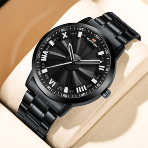 Mens 360° Rotating Turbine Design Watch Black Red Accent Stainless Steel Band Quartz Wristwatch for Car Lovers - Product Image 5