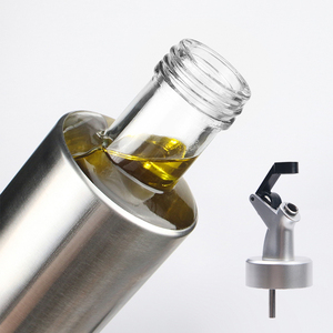 300ml 500ml Bouteille à sauce en acier inoxydable avec manchon en verre pour huile de cuisson et <span class=keywords><strong>vinaigre</strong></span> - Product Image 3