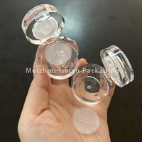 ISMAN Luxury 5g Round Full Transparent Loose Powder Case Acrylic Flip Top Eyeshadow Jar Grosir Label Pribadi Pabrik Pro