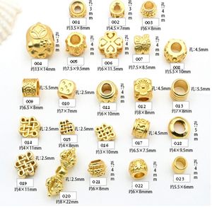 Cuentas de oro de 18K para fabricación de joyas, espaciadores dorados de agujero grande, accesorios para collares y pulseras - Product Image 2