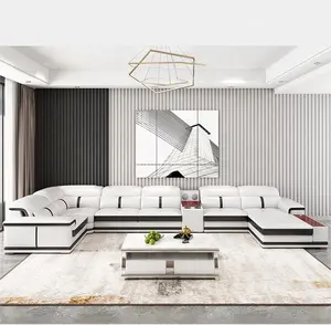 AIRFFY OEM/ODM Factory Direct Sale modern designs genuine leather sofa set furniture U shaped living room sectional sofa