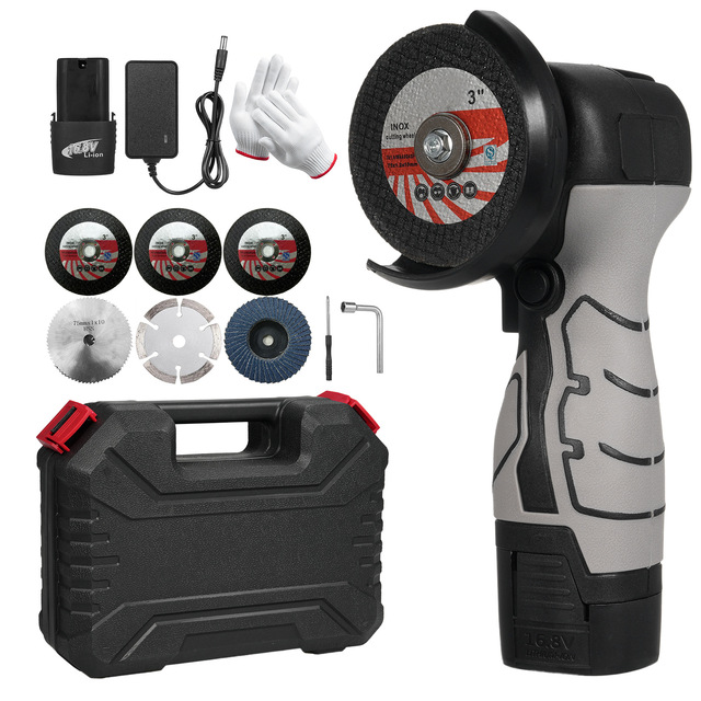 16.8V Brushless Mini Angle Grinder Set Rechargeable with Plastic Box Lithium Battery Angle Grinder Cutting Tool