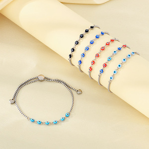 <span class=keywords><strong>Bracelet</strong></span> chaîne à maillons en acier inoxydable réglable Kalen Fashion, forme de cœur, couture à cordon, œil du diable, résine multicolore - Product Image 1