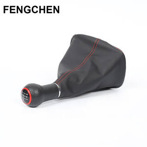 Fengchen – housse de levier de vitesse en cuir PU, 5 ou 6 vitesses, pour transmission manuelle, style sport, surpiqûres rouges - Product Image 2