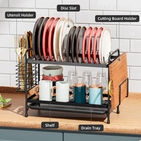 Porte-vaisselle en métal à deux niveaux OEM personnalisé avec plateau d'égouttage de la vaisselle Support de rangement de cuisine Organisateur de rangement pour le séchage de la vaisselle et du bol