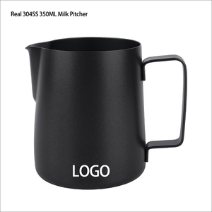 Accessoires pour café : Pichet à lait pour <span class=keywords><strong>latte</strong></span> art en acier inoxydable 304, noir et argent, 350 ml, avec pointe barista et échelle interne, personnalisable avec logo - Product Image 2