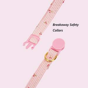 Kalung anjing katun ramah lingkungan pola kotak-kotak pita bel dapat diatur kerah anak kucing pisah - Product Image 4