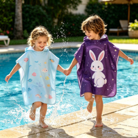 Peignoir à Capuche pour Enfants en Microfibre Imprimée Dessin Animé, Doux et de Haute Qualité, Vente en Gros Usine, Idéal pour l'Été et la Plage