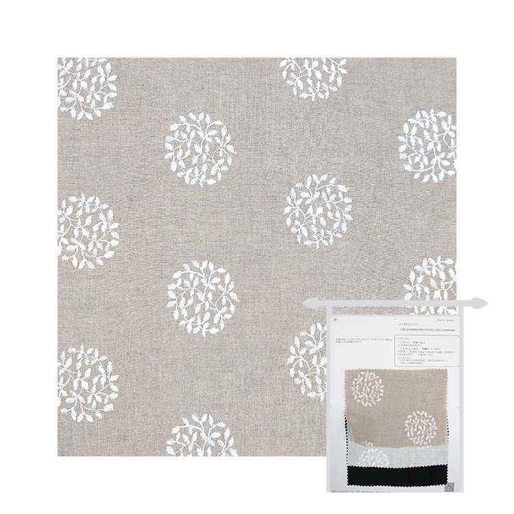 Простая мягкая льняная Роскошная ткань с вышивкой для одежды OIKUL01900