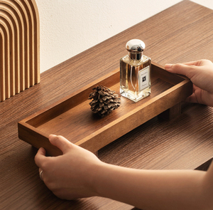 <span class=keywords><strong>Plateau</strong></span> de service rectangulaire <span class=keywords><strong>avec</strong></span> pieds en bois massif, idéal pour le petit-déjeuner, les boissons et le rangement dans la salle de bain. - Product Image 5