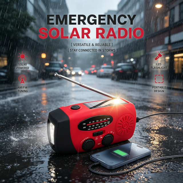 LX-992 Solar Hand Crank Emergency Radio AM/FM/Shortwave NOAA Weather LED Flashlight SOS Camping Outdoor Plastic