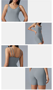 Femmes col en V poitrine coussin sport body pour été Fitness respirant tricoté cyclisme suspendu sangle Shorts Yoga combinaison - Product Image 6