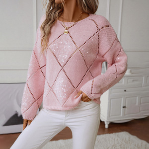 Maglione Casual da Donna in Cotone 100% Anti-Pilling, Anti-Restringimento, Anti-Piega, a Collo Tondo, <span class=keywords><strong>Manica</strong></span> <span class=keywords><strong>Tre</strong></span> <span class=keywords><strong>Quarti</strong></span>, Tinta Unita - Product Image 4