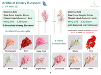 Branche de fleurs de cerisier artificielles en soie pour décoration intérieure et extérieure, printemps, maison, vase de table, mariage, plafond