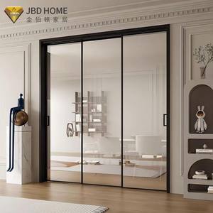 <span class=keywords><strong>Porte</strong></span> coulissante en aluminium moderne résistante aux ouragans, panneaux double vitrage insonorisés pour chambre, cuisine extérieure, entrée de centre commercial - Product Image 2