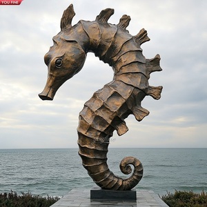 <span class=keywords><strong>Sculpture</strong></span> grandeur nature d'hippocampe de jardin extérieur en bronze coulé - Product Image 1