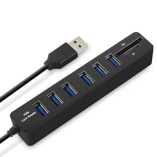 Good Factory Multi USB 2.0 Hub USB Splitter High Speed 6 Ports with TF Card Reader usb hub