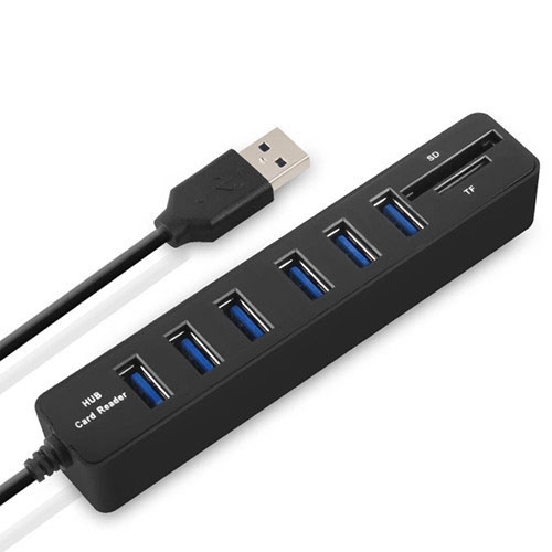 Good Factory Multi USB 2.0 Hub USB Splitter High Speed 6 Ports with TF Card Reader Usb Hub