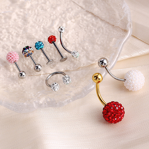 Summer Shiny Full Diamond Belly Ring <span class=keywords><strong>Piercing</strong></span> Jewelry Medical Steel Stainless Crystal Ball Belly Button Rings Women - Product Image 6