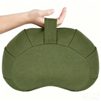 Coussin de méditation ergonomique en forme de croissant Zafu, garni de coques de sarrasin, pour la pratique du yoga, avec housse lavable et poignée