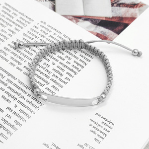 Unisex Hemp Rope <b>Wrap</b> Bracelets Silver Plated Metal Plate Casual Sporty Style <b>Gift</b> Jewelry - Product Image 2