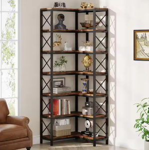 Scaffale ad angolo industriale grande libreria ad angolo alta 7 scaffali con struttura in metallo espositore per Home Office - Product Image 2
