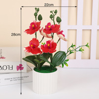 Tanaman Bonsai Bunga Phalaenopsis Buatan, Perlengkapan Pemotretan, Tanaman Pot, 6 Tangkai Phalaenopsis Ganda, Plastik