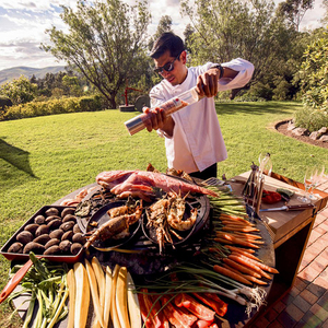 Barbecue au charbon de bois Gnee Square en acier corten rouillé avec système de gestion des graisses, télécommande et dispositifs de sécurité - Product Image 6
