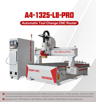 Routeur CNC de haute qualité à 3 axes pour le travail du bois A4-1530-L8-Pro avec table à vide simple et changeur d'outils automatique pour la gravure et la découpe du bois