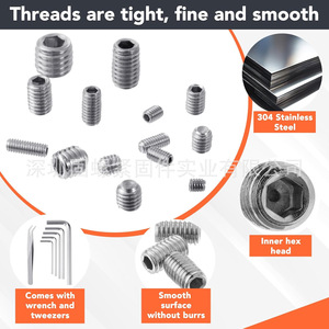 Sae Set Screws Assortment 550 Pcs Stainless Steel Inch Thread Size M3 M4 M5 M6 M8 With Allen Keys For Mechanical Assembly - Product Image 3